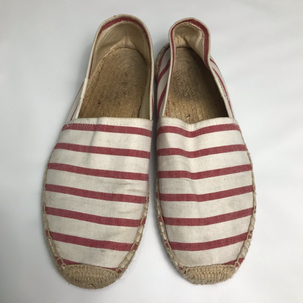 Soludos Red Stripe Espadrilles Slip On Canvas Shoes Size 8